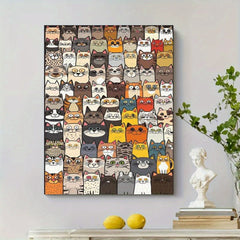 1000pcs Cat Puzzle with Hundreds of Cat Expressions and Large Frameless Design