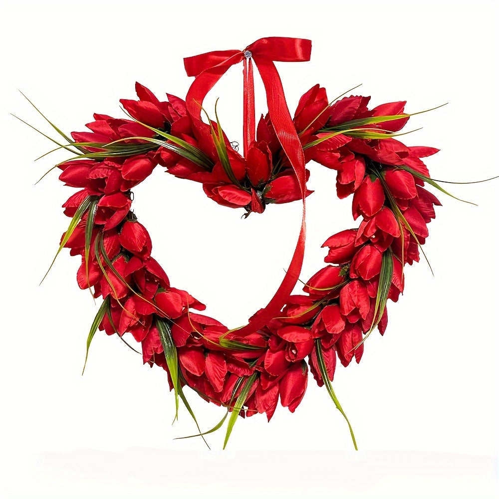 Tulip Heart Garland Indoor Outdoor Decoration Window Showcase Party Supplies