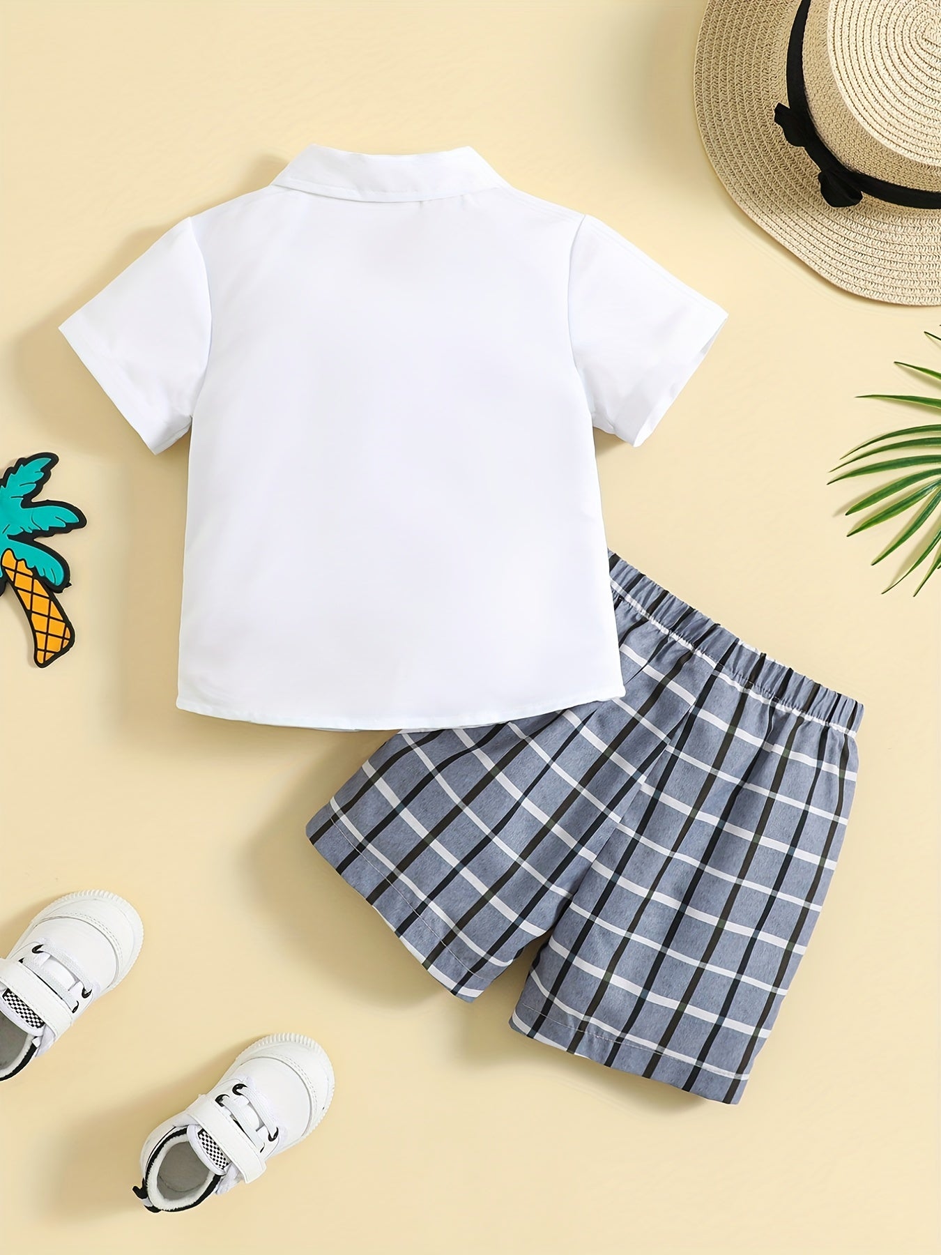 Boys Plaid Shirt & Shorts Set