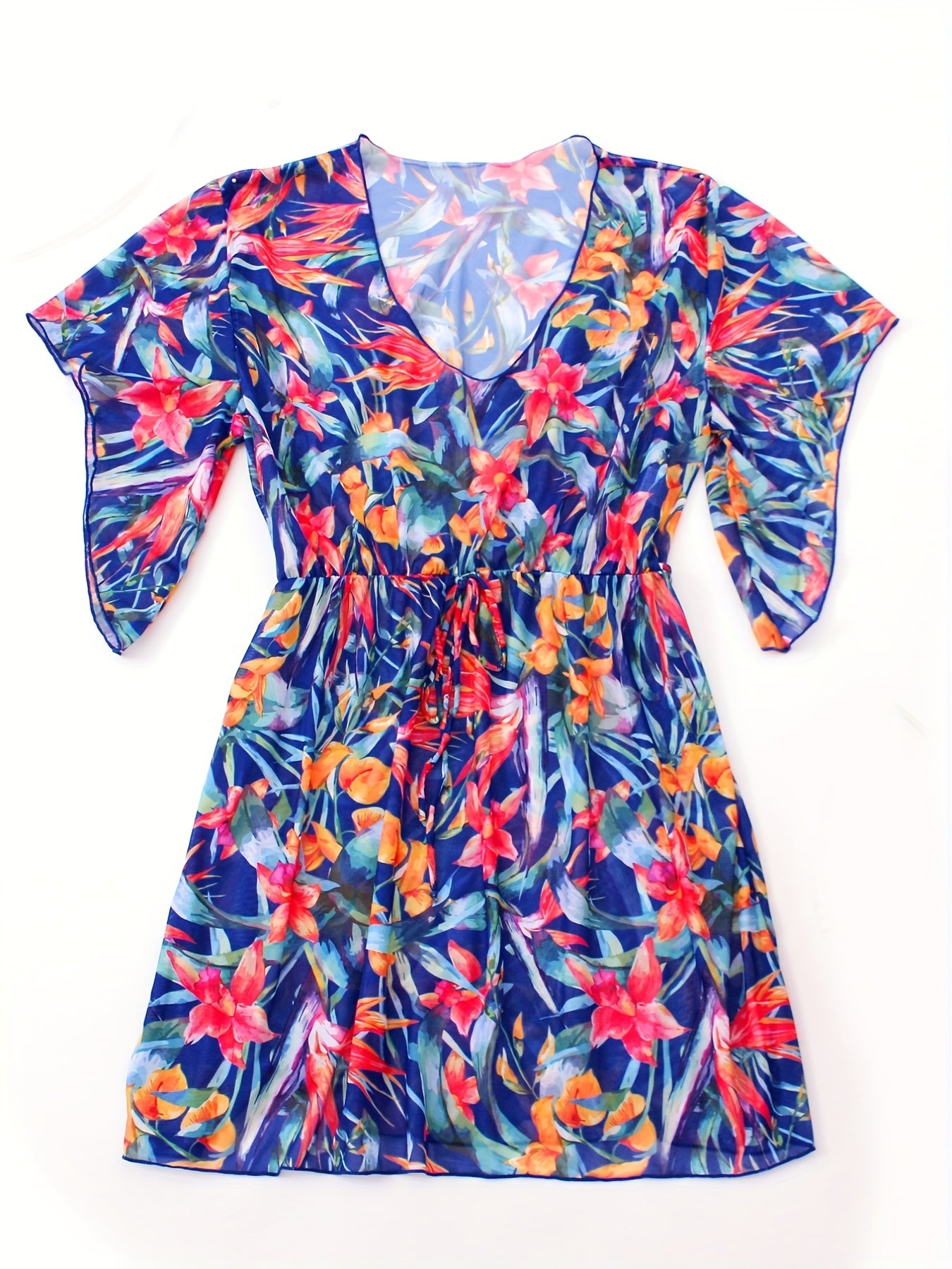 Floral Print Sheer Cove Up High Stretch Sexy Cover Up