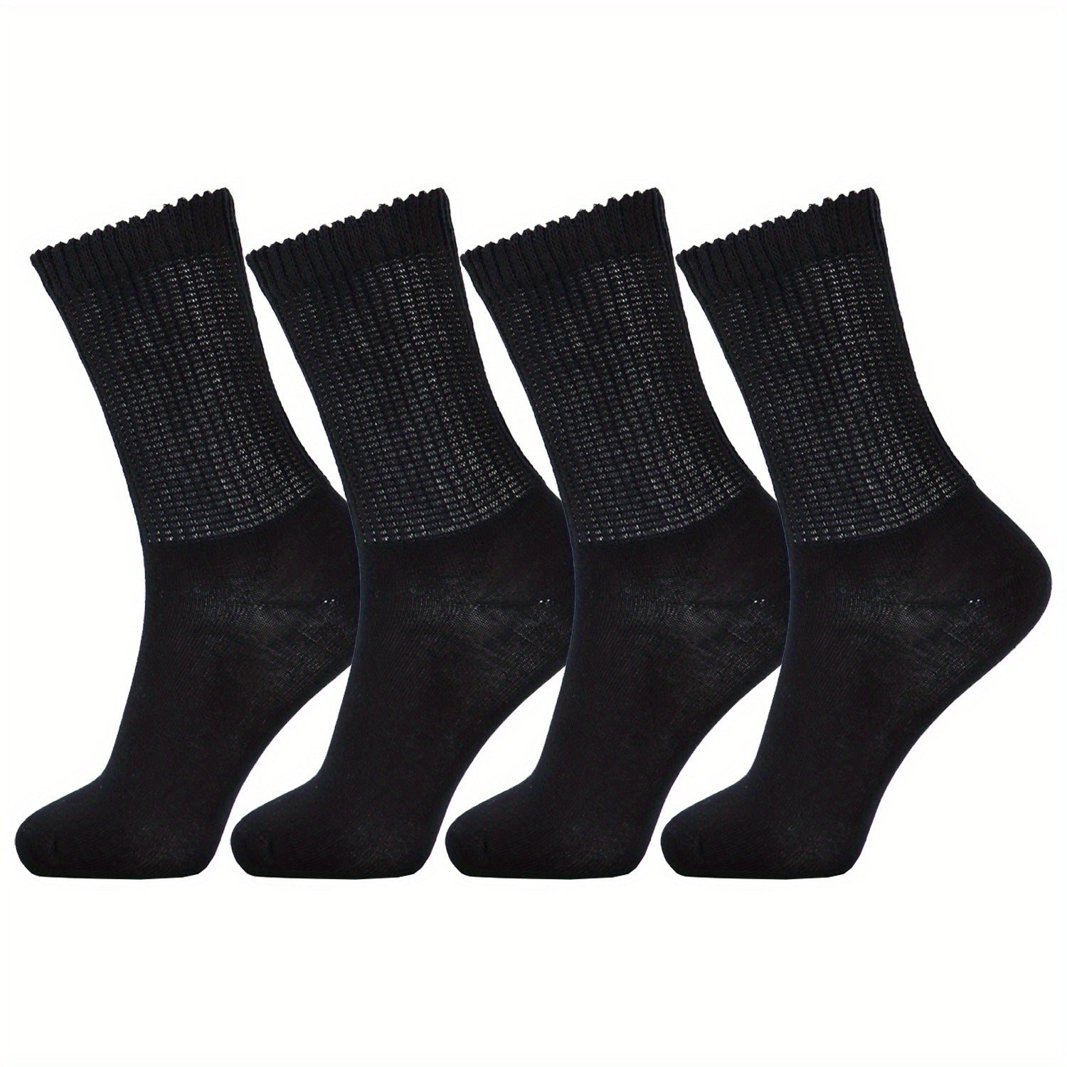 4 Pairs Bamboo Diabetic Neuropathy Socks Non Binding Loose Top & Seamless Toe