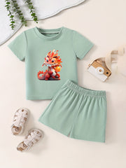 Toddler Cartoon Pattern T-shirt & Shorts Set