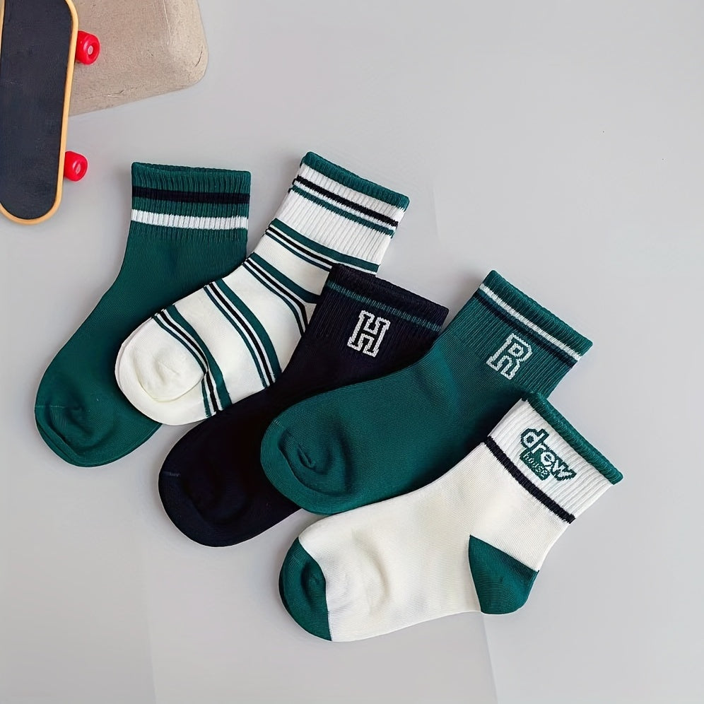 5 Pairs Boys Kids Boneless Socks Comfy Anti-Odor Casual Sports Socks