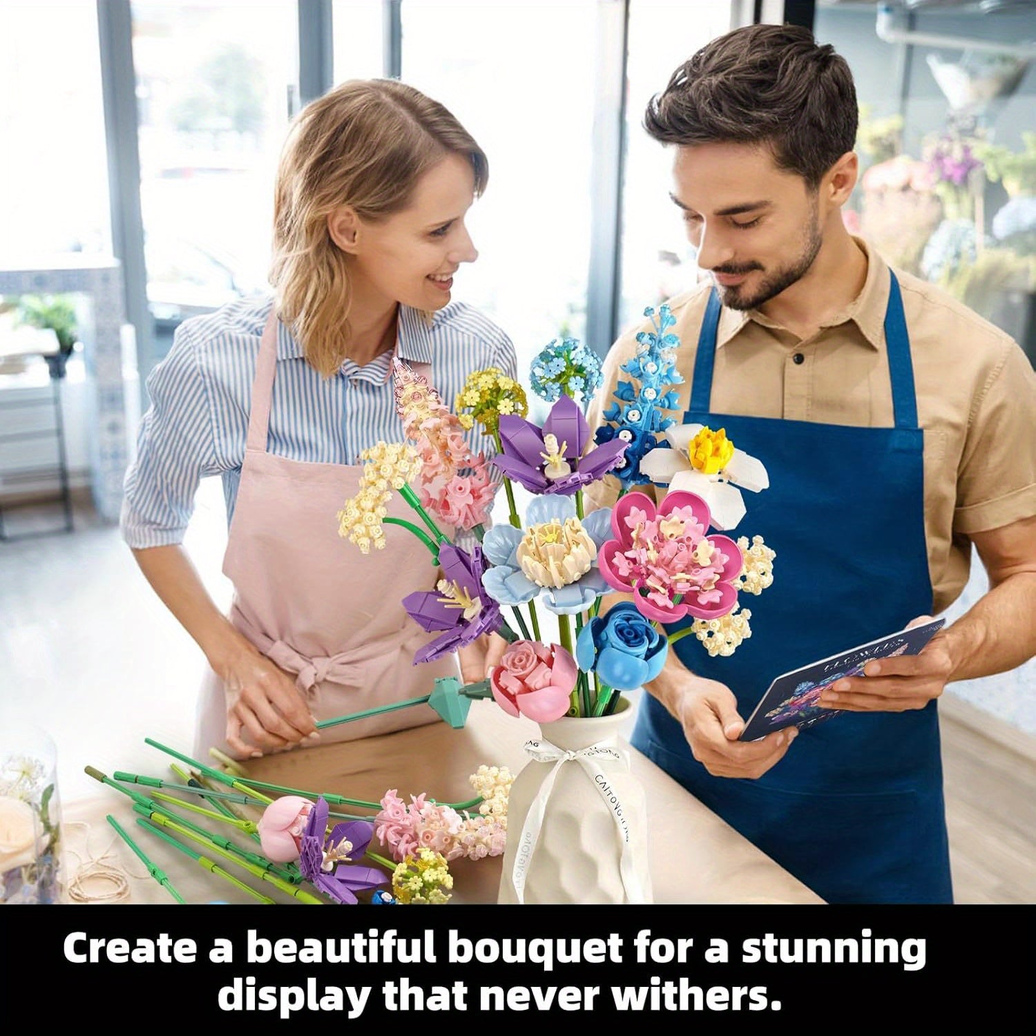 Adult Bouquet 1002pcs Flower Building Blocks Set Unique Home Decoration