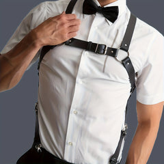 Gothic Style PU Leather Suspenders for Men
