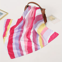 Colorful Striped Square Scarf Printed Casual Bandana Woman Neckerchief