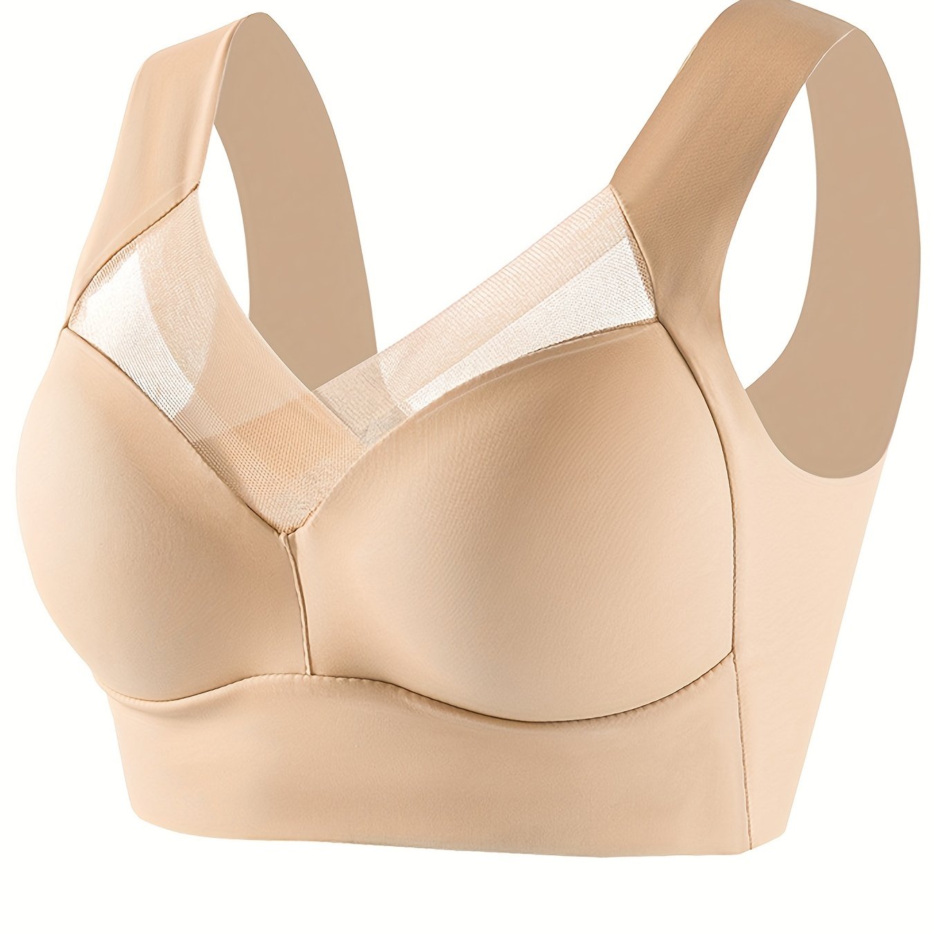 Contrast Mesh Wireless Push Up Bra