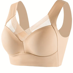 Contrast Mesh Wireless Push Up Bra
