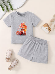 Toddler Cartoon Pattern T-shirt & Shorts Set