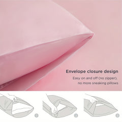 2pcs Pink Satin Pillowcase for Hair and Skin Queen 20 X 30 Inches