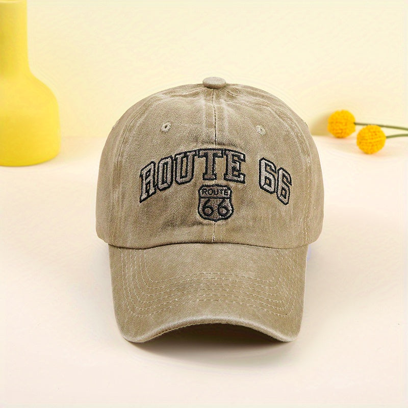 Vintage Letter Embroidery Baseball Cap Khaki Washed Distressed Dad Hat
