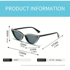 Retro Rhinestone Cat Eye Sunglasses Y2K Triangle Punk Sunshade Eyeglasses