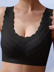 Scallop Trim Wireless Bra Seamless Full Coverage Women's Lingerie