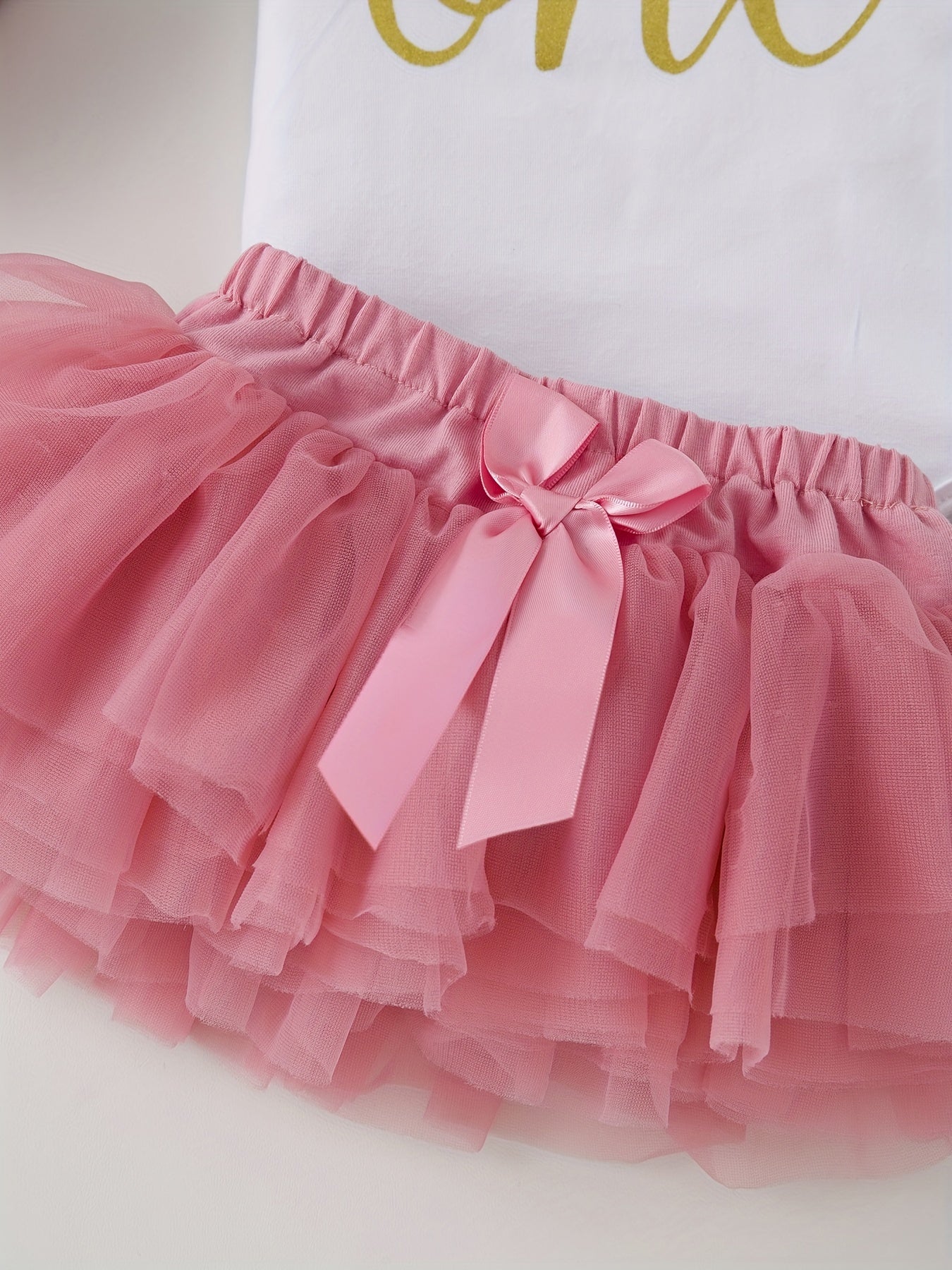 Baby Birthday Party Holiday Clothes Flutter Sleeve Romper & Princess Dress Set