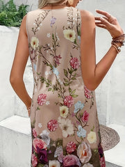 Floral Print V Neck Maxi Tank Dress Plus Size