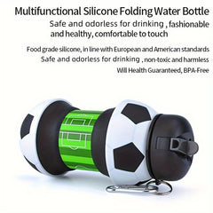 550ml Foldable Football Water Bottle Straw Cup for Outdoor Sports Fitness Travel