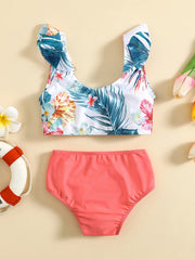 2pcs Toddler Girls Flower Bikini Set Beachwear