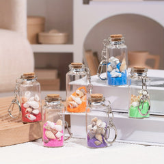 Cartoon Sand Glass Wishing Bottle Keychain Lucky Charm Pendant
