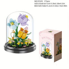 Colorful Flower Series Small Particle Building Blocks with Dust Cover