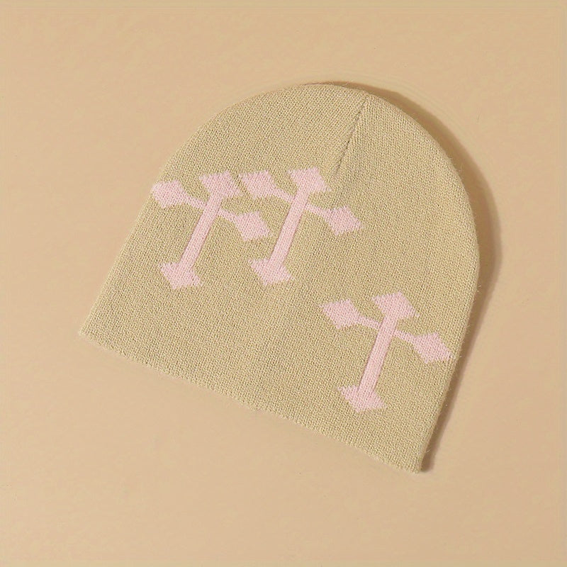 Y2K Multicolor Cross Woolen Stacking Beanie