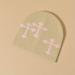 Y2K Multicolor Cross Woolen Stacking Beanie