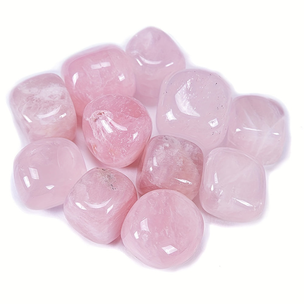 3Pcs Rose Quartz Tumbled Stones for Wicca Reiki Healing