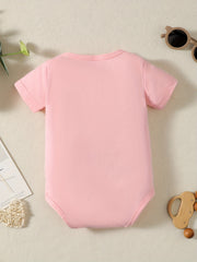 Mom's Hot Daddy's Lucky Letter Printed Cotton Baby Stylish Short Sleeve Romper