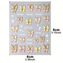 4pcs 5D Embossed Butterfly Nail Art Stickers Self Adhesive Nail Art Supplies