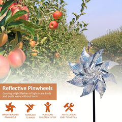 Silvery Laser Bird Repellent Windmill Outdoor Garden Decoration