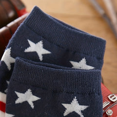American Flag Striped Socks Men's Cotton Crew Socks