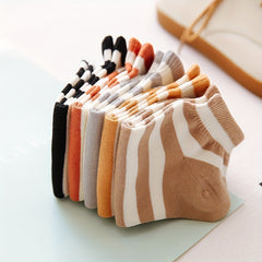5 Pairs Striped Short Sports Socks Breathable Women's Stockings