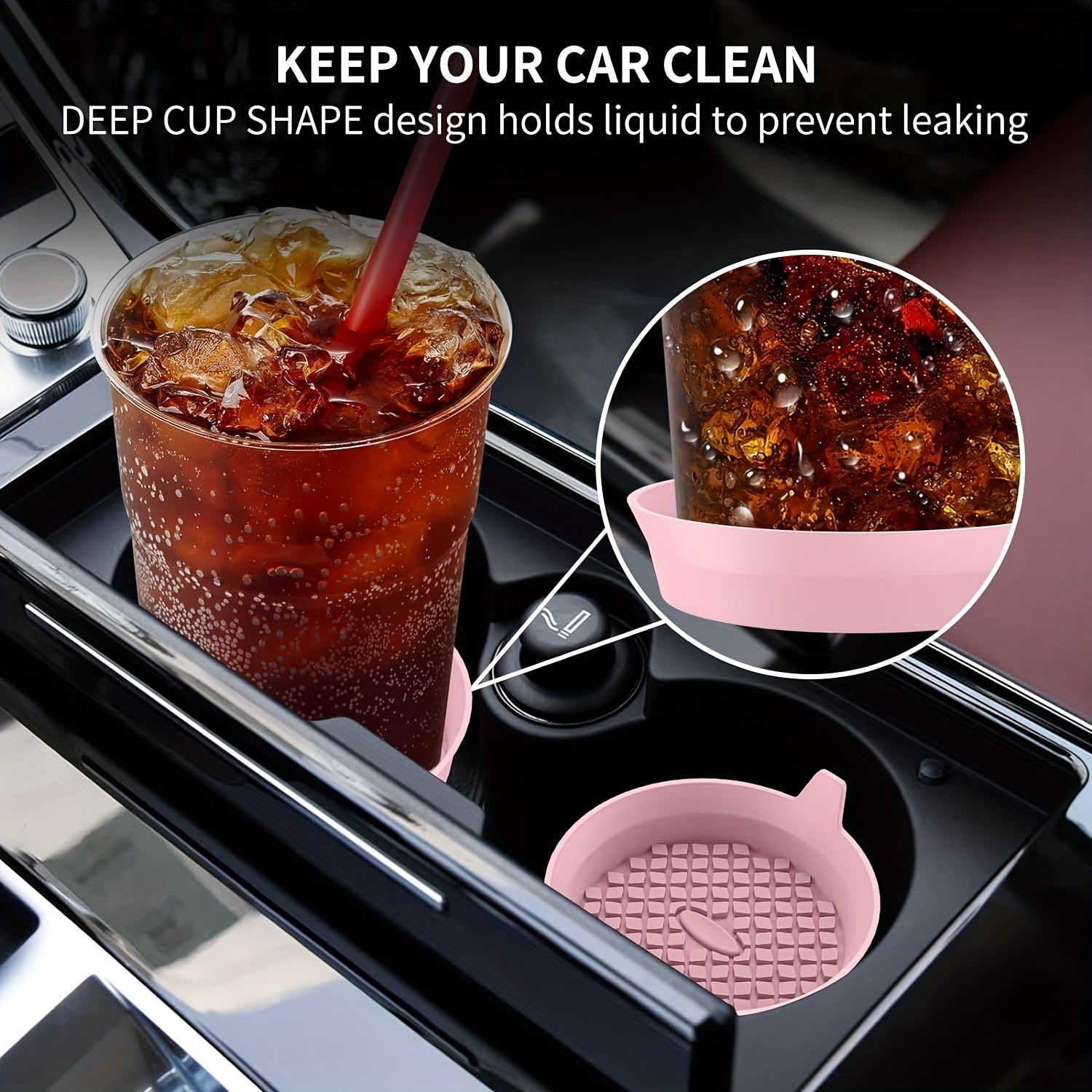 4pcs Car Cup Holder Universal Silicone Drink Pad Anti Slip Waterproof Coaster
