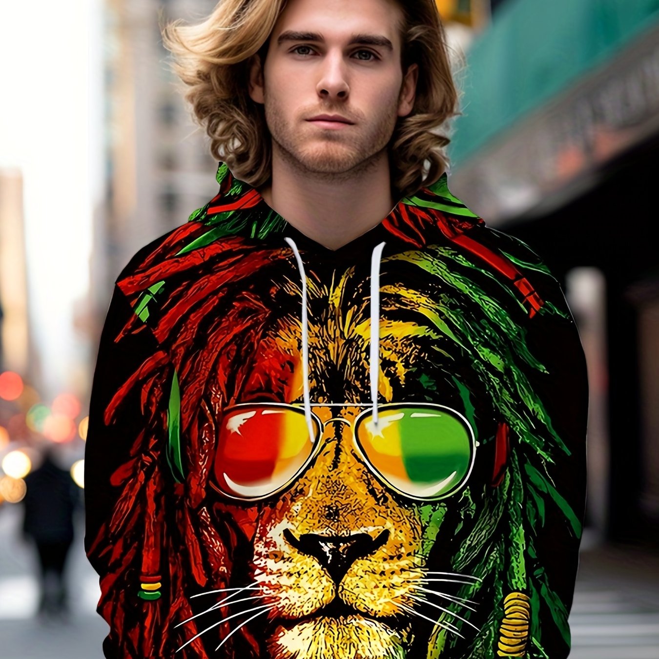 Lion 3D Print Hoodie Men Graphic Hooded Pullover Autumn Winter