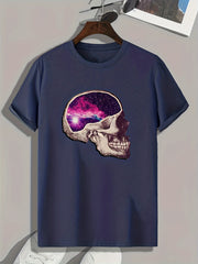 Skull Print Men's Graphic Tee Casual Summer T-shirt