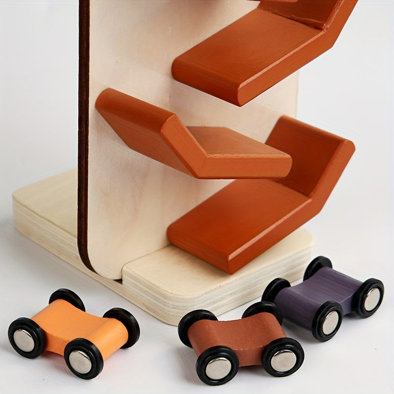 Colorful Wooden Lion Slide Track Toy for Kids