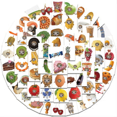 66 Funny Food Cat Waterproof Stickers for Various Surfaces
