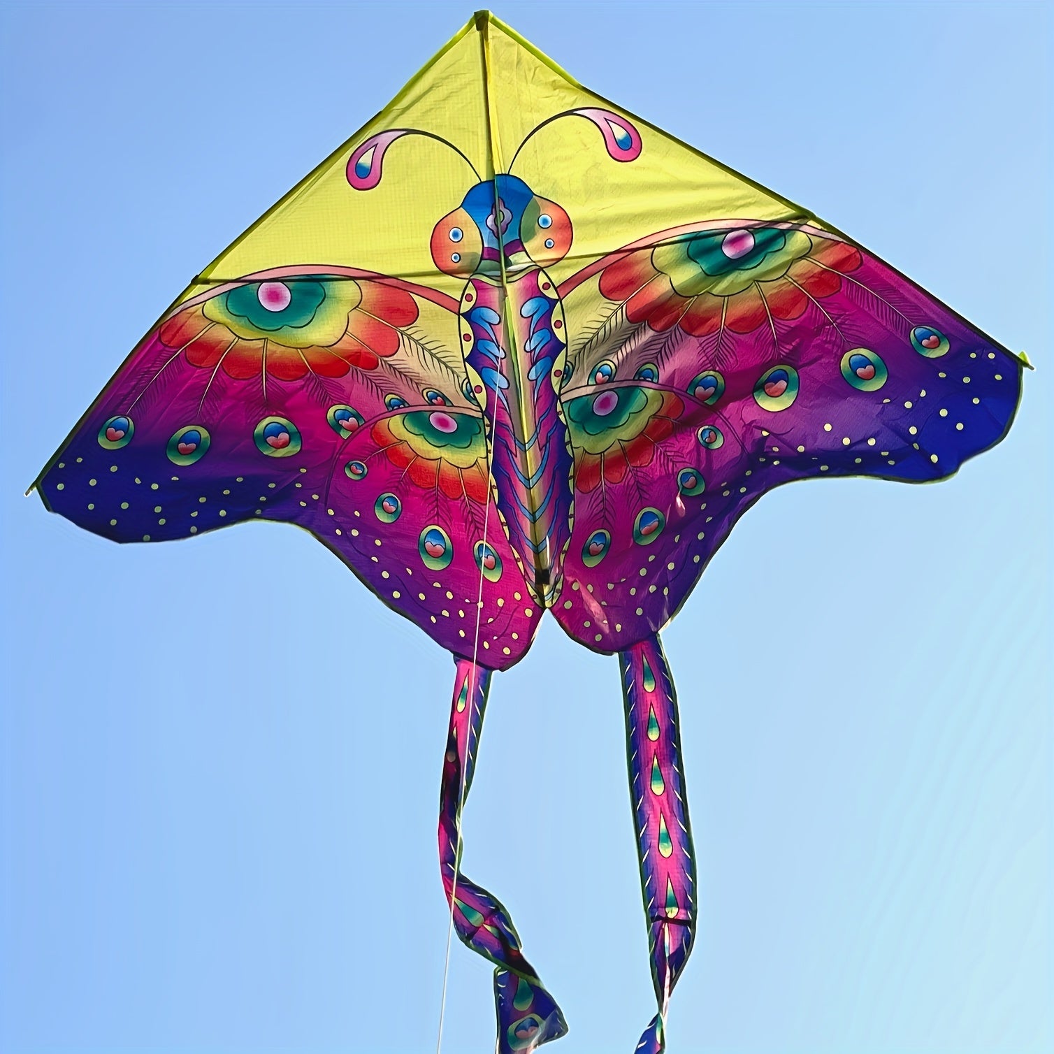 Multicolor Butterfly Kite with Long Tails and Handle - Outdoor Entertainment