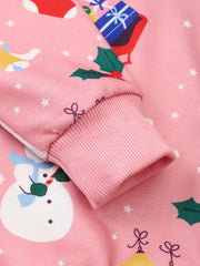 Girls Snowman Graphic Crew Neck Sweatshirt for Fall Winter