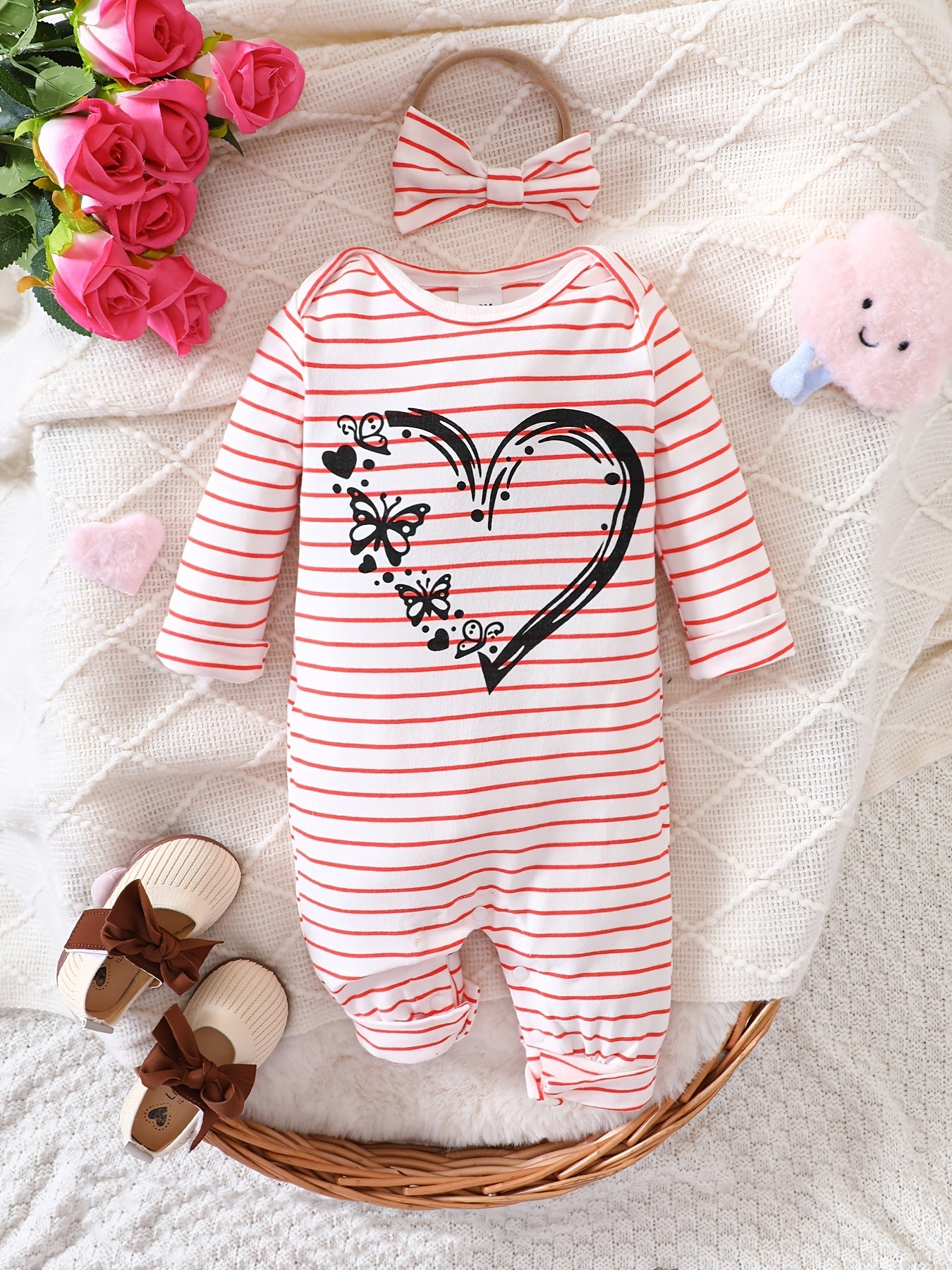 Baby Girl Cartoon Print Long Sleeve Bodysuit