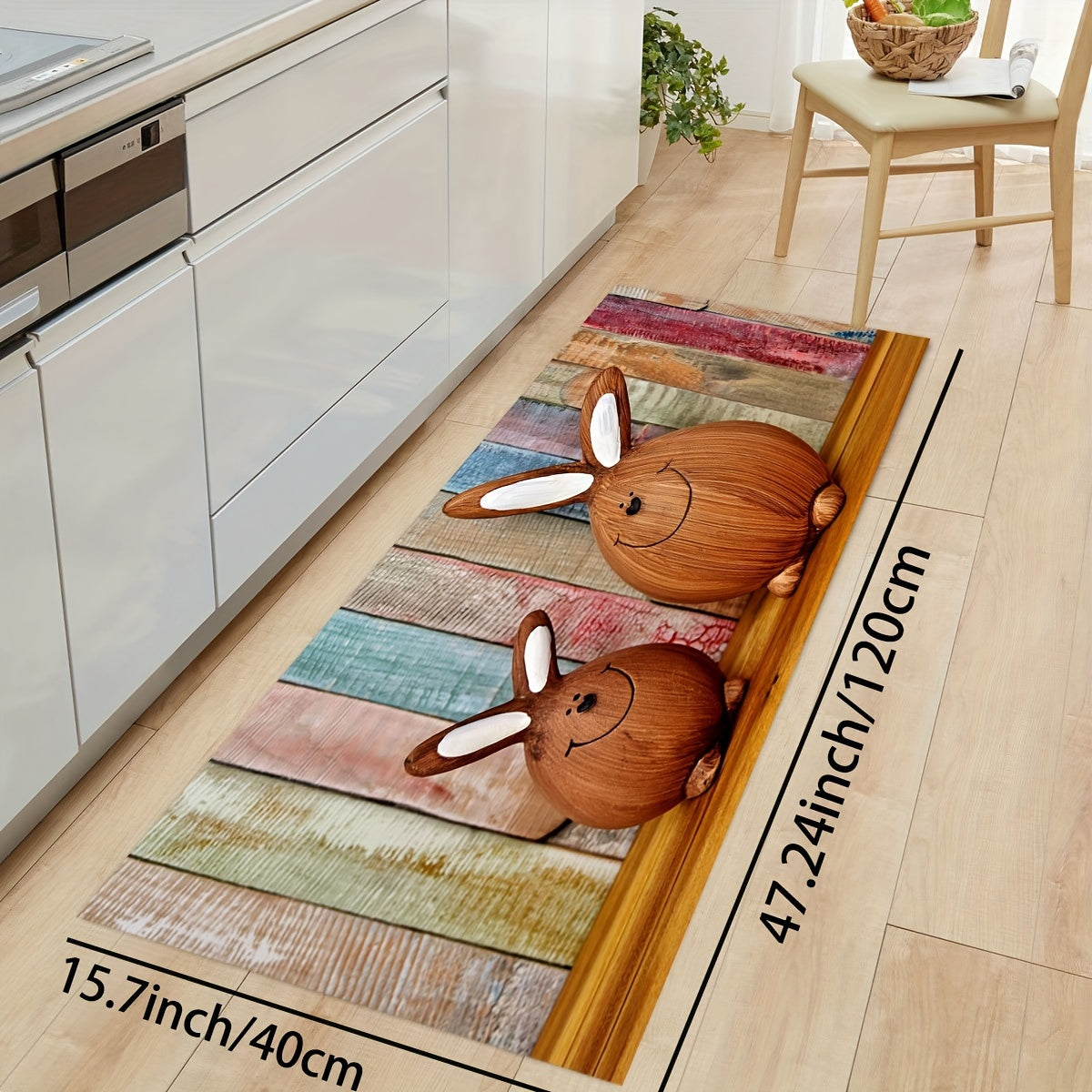 Rabbit Pattern Rug Machine Washable Floor Mat Room Decorative Carpet