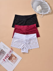 3 Pack Plus Size Lace High Rise Underwear Set