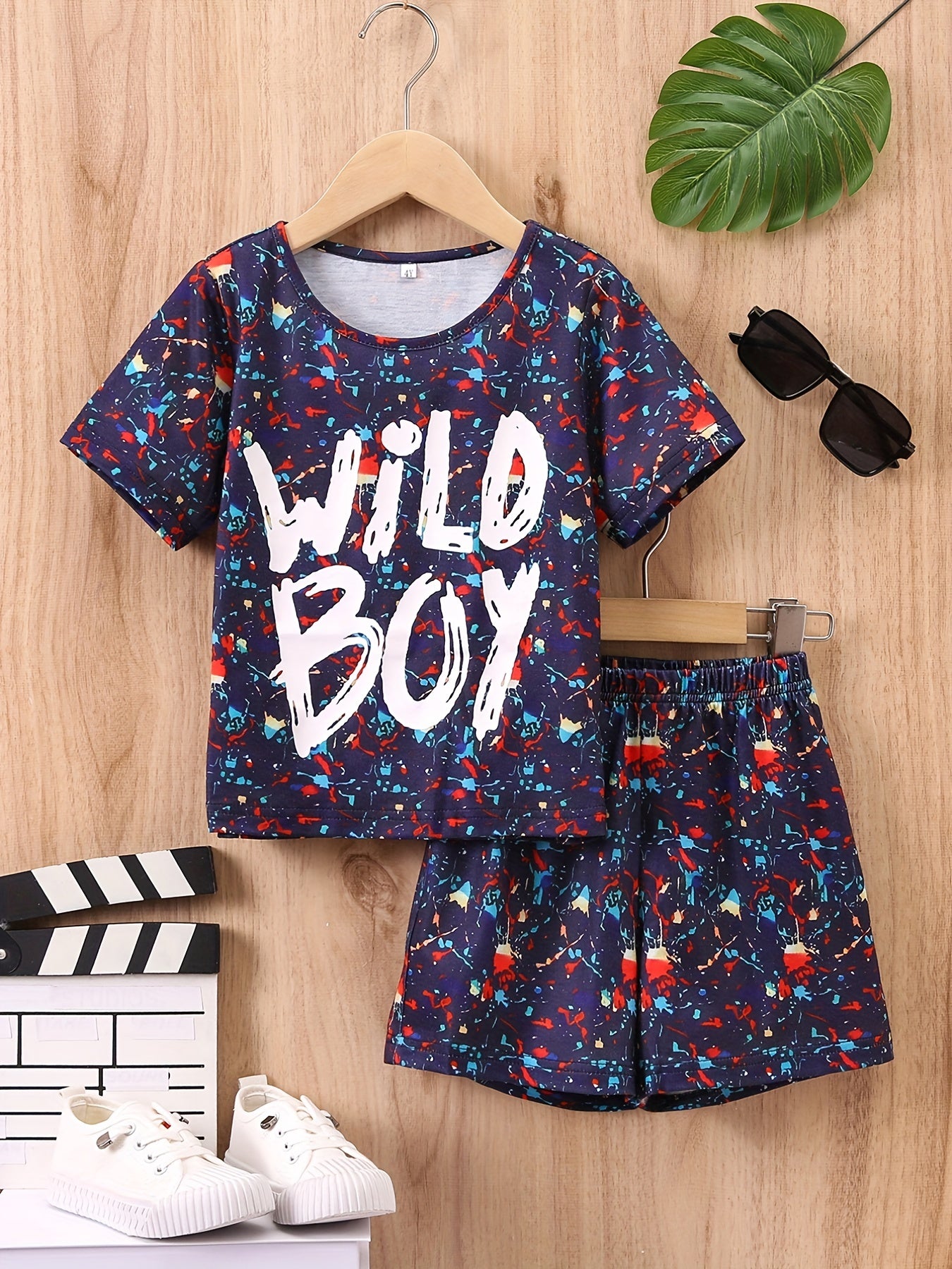 Boys Casual Outfit Round Neck T shirt & Shorts Set