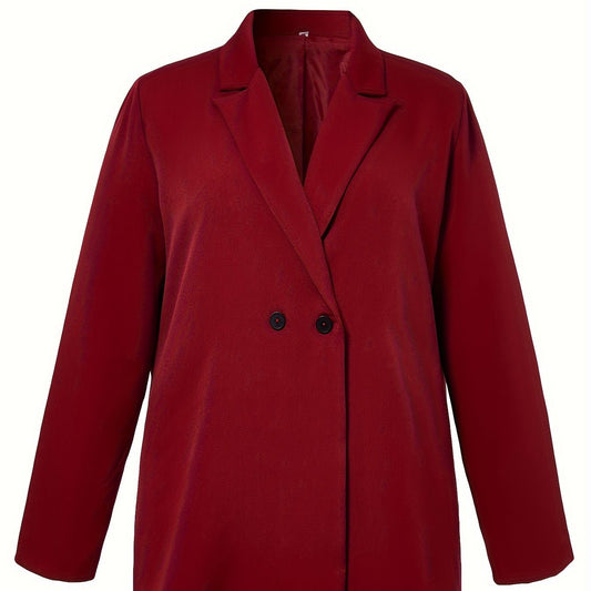 Casual Blazer Women's Plus Solid Long Sleeve Lapel Collar Workwear Bla