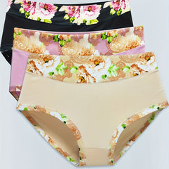 3pcs Floral Print Briefs Comfy Breathable Intimates Panties Women's Lingerie
