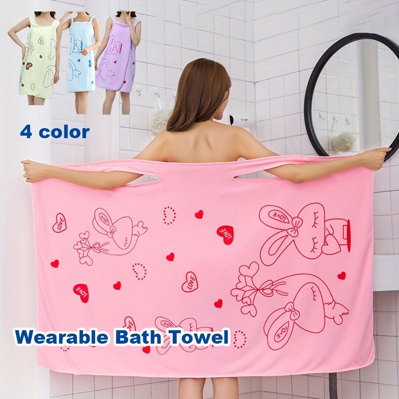 Cartoon Printed Wearable Bath Towel Quick Drying Spa Wrap Towel