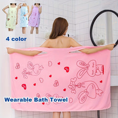Cartoon Printed Wearable Bath Towel Quick Drying Spa Wrap Towel