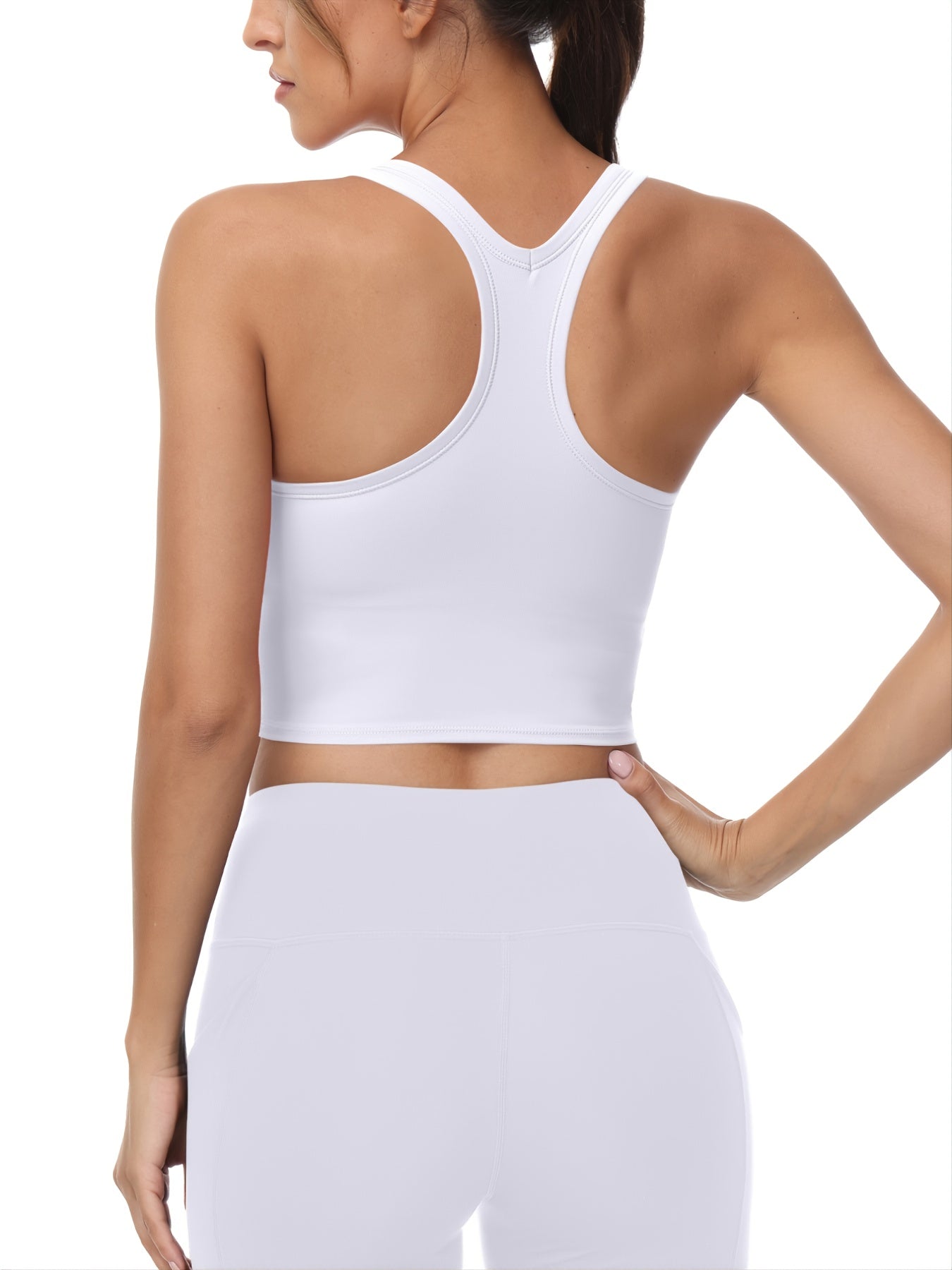 Women's Solid Racer Back Yoga Sports Bra