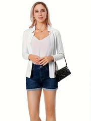 Blazer Women's Solid Open Front Long Sleeve Slim Fit Blazer