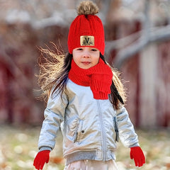 Kids Autumn Winter Hat Scarf Gloves Set