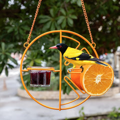 Metal Bird Feeder Hanging Glass Holder Chain Brid Lover Gift